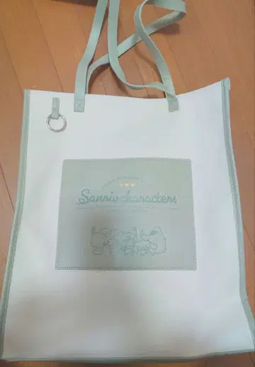 산리오 캐릭터즈 토트백 화이트/민트 그린 산리오