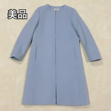 [ 새상품급 ] IENA 울 비버 노카라 코트 스카이블루