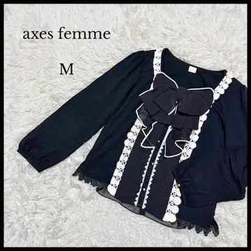 [ axes femme ] 엑시즈팜 프릴 긴팔 블라우스 M 블랙 걸리시