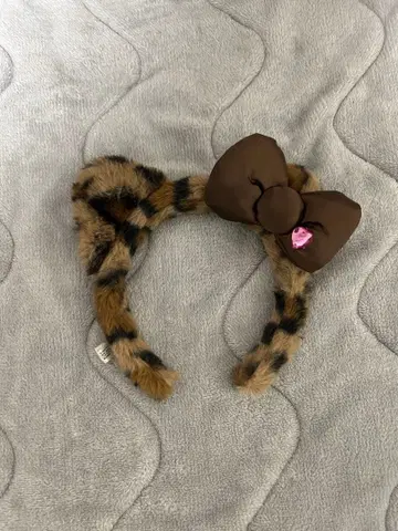 키티 레오파드 무늬 리본 머리띠 usj