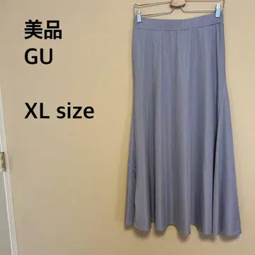 [ 새상품급 ] GU/플레어 롱 스커트/심플/무지/스모크 퍼플/그레이