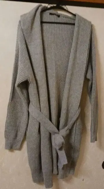 INGNI 그레이 후드 부착 리브 니트 가디건