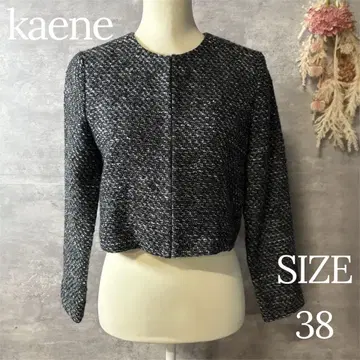 kaene 노카라 컴팩트 자켓 트위드 38 사이즈 블랙 계열
