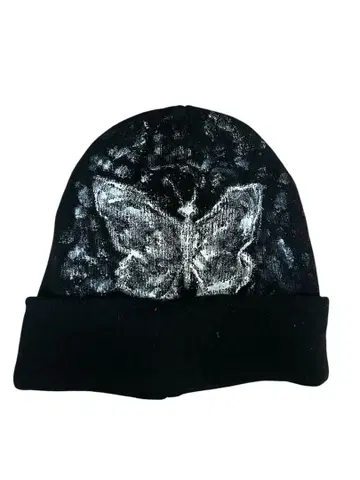 Y2K 나비와 장미 디자인 니트 모자 리메이크