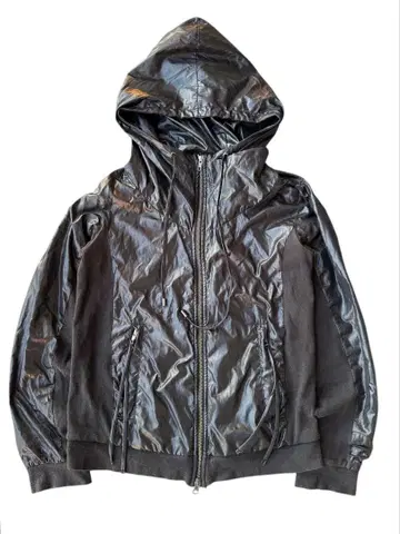 hooded nylon bomber jacket