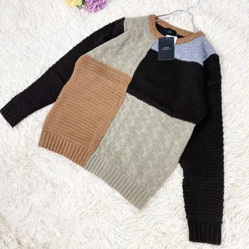 [ 미사용품 ] SLICK 스릭 (M) 니트 스웨터 케이블 짜임