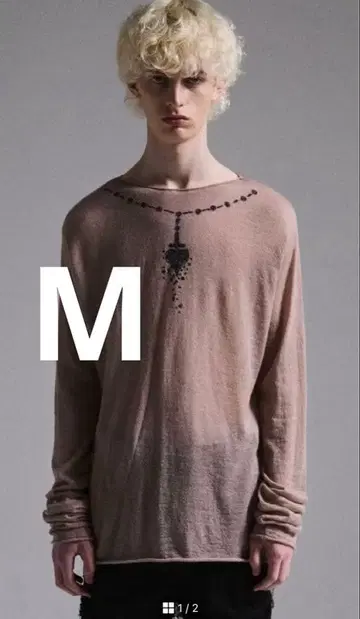 [ GRANCY ] 그랑시 프린트 디자인 시어 니트 그레이 M