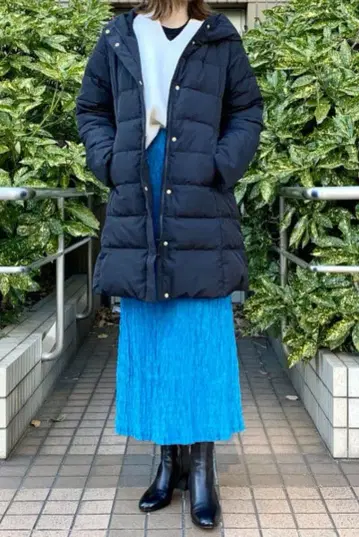 레이빔즈 다운 후드 롱 코트 방수 가공 네이비 사이즈 1