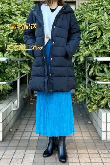 레이빔즈 다운 후드 롱 코트 방수 가공 네이비 사이즈 1