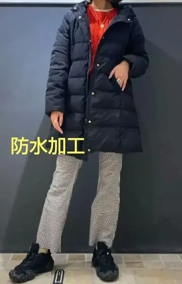 레이빔즈 다운 후드 롱 코트 방수 가공 네이비 사이즈 1