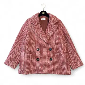 [ 시침질 실 부착 ] SNIDEL 헤링본 숏코트 더블 브레스트 레드 0