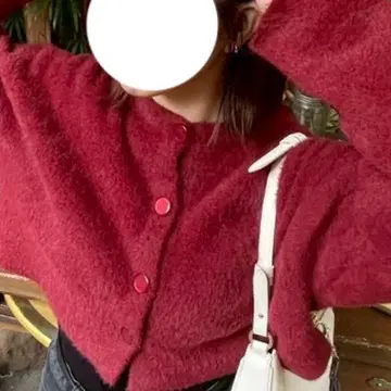 버건디 니트 가디건