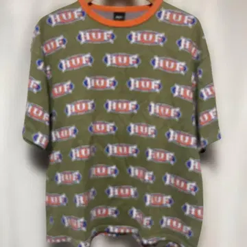HUF 로고 프린트 T셔츠 올리브