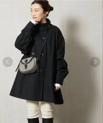 [WEB 한정판] 프릭스스토어 간클럽 체크 숏코트 피코트 블랙