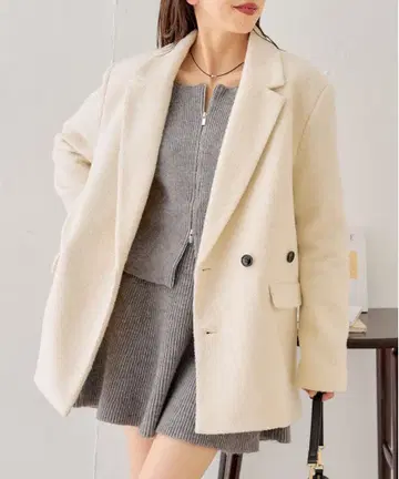 Chico 오버 더블 트위드 자켓 아이보리