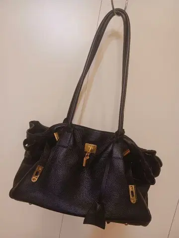 고급 가죽 천연 가죽 숄더 버킨 백 블랙 골드 금장 장식