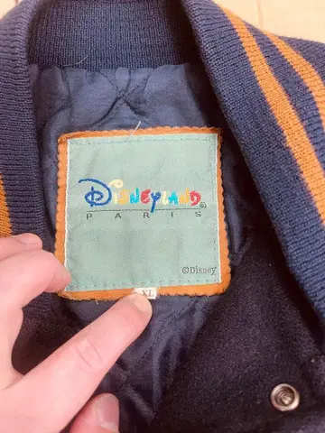 초레어 90s Disney Paris 자수 가죽 바시티 자켓