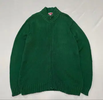 00s 아카이브 하이넥 풀 집업 드라이버 니트 그린