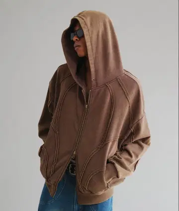 ANDE HUNK 오버다이 더블 집업 후드티 M 사이즈