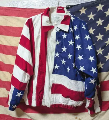임팩트 대! 90s 미국 성조기 디자인 레어 블루종 자켓 USA제