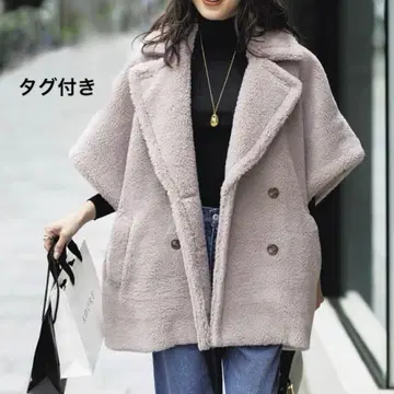 새상품 Arpege story 알페이지 스토리 보아 판초 코트