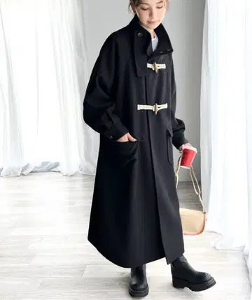 classicalelf 볼륨 슬리브 토글 버튼 롱 더플 코트