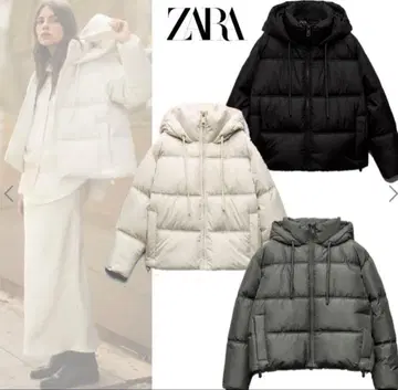 ZARA 충전솜 다운 자켓 여성용 화이트