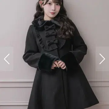 pium 요크 프릴 리본 도리 코트