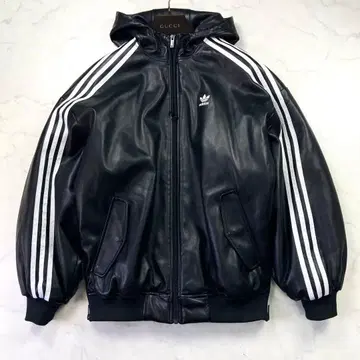 미사용급 완판템 아디다스 Adilenium 인조 가죽 후드티 블랙