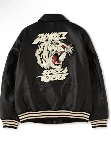 아비렉스 블랙 가죽 아우터 자켓