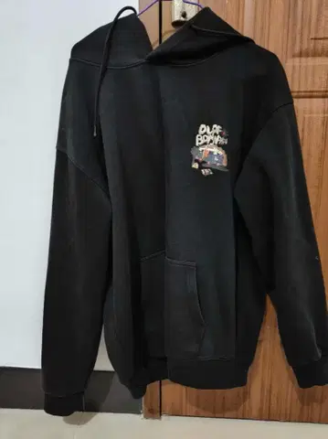 아트 프린트 블랙 후드티