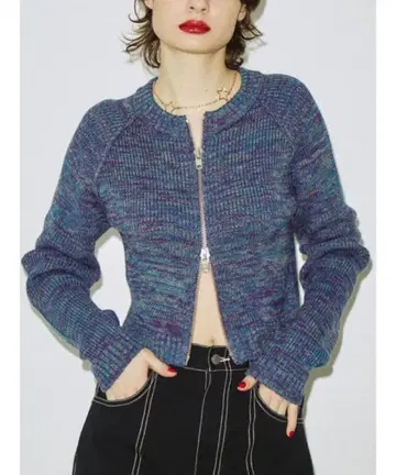 jouetie 더블 지퍼 가디건 니트