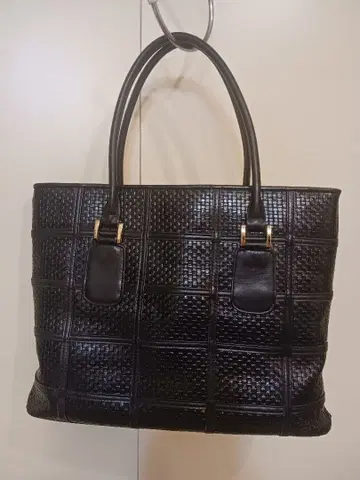 천연 가죽 블랙 뜨개질 디자인 핸드백 블랙