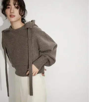 ADAM ET ROPE' FEMME 후가공 후디니 니트 풀오버