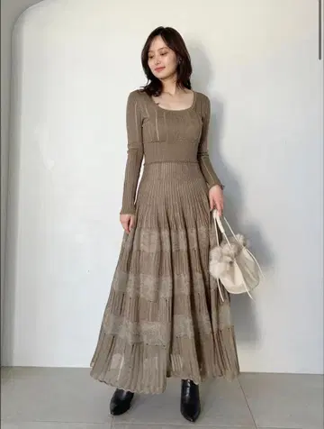 Snidel 레이스 크로셰 롱 드레스