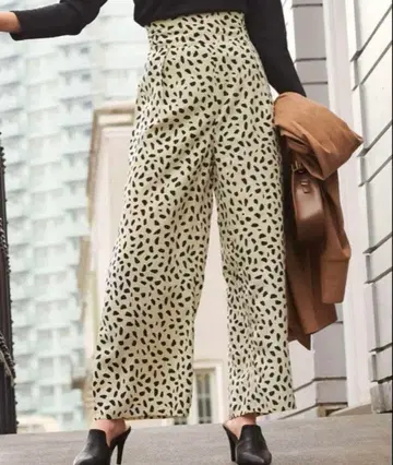 달마시안 패턴 개더 하이웨스트 팬츠