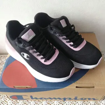 여성용 스니커즈 23cm Champion 블랙 핑크 원포인트 로고