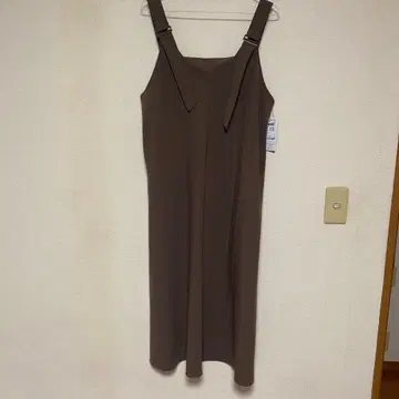 GALLORIA 브라운 오버롤 스커트 롱 기장 프리 사이즈