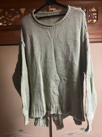 라이트 그린 리브 니트 F 사이즈