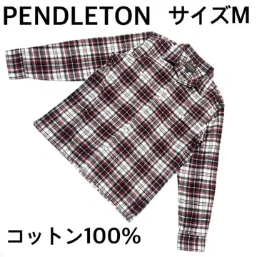새상품급 펜들턴 면 100 체크 셔츠 M 보드 셔츠 빨간색 계열