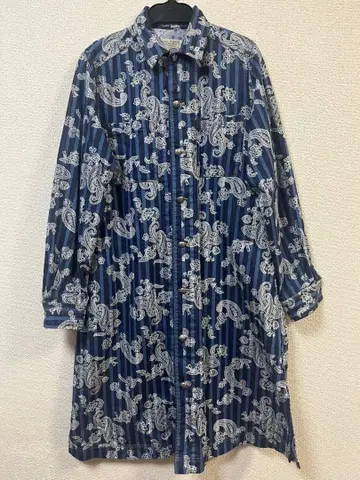 진 네이비 페이즐리 무늬 셔츠 원피스