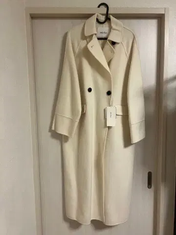 아이들 오버 아이보리 더블 브레스트 롱 코트