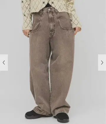 KBF BIG 포켓 디자인 데님 브라운 38