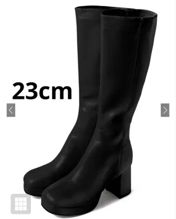 센터 심 청키힐 가죽 롱 부츠