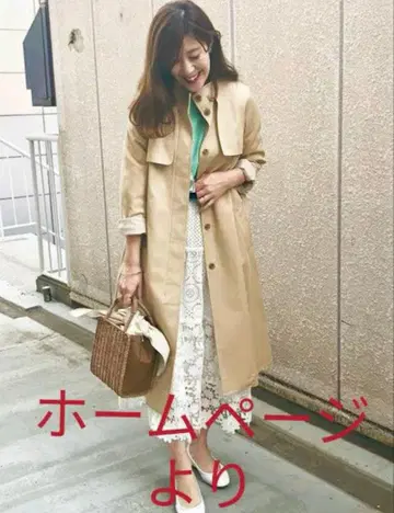 SHIPS 베이지 트렌치코트 스탠드 카라