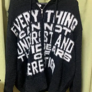 Figments WEGO 샤기 니트 로고 더블 ZIP 후드티