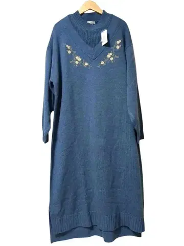 택 포함 axes femme 블루 니트 롱 원피스