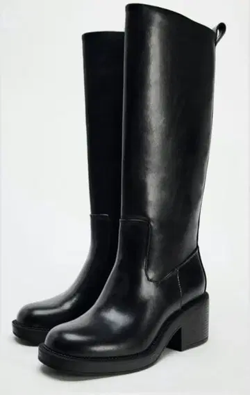 ZARA 와이드 힐 부츠 36
