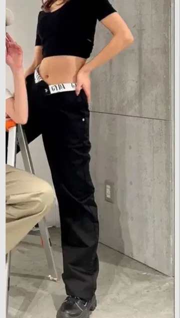 GYDA 블랙 로고 와이드 팬츠 M