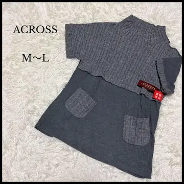 [ ACROSS ] 하이넥 도킹 니트 M L 그레이 루즈핏 여성용